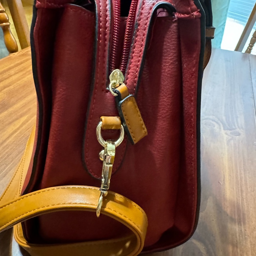 Michaelkors Purse 11x14 deep red and tan! - Picture 5 of 11